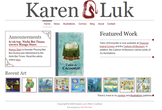 KarenLuk.net A screenshot of Karen Luk's WordPress based illustration gallery site.