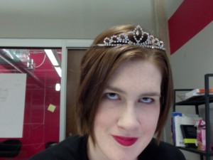 Princess Sparkles will have her way. It's me. In a tiara. Looking diabolical (as per usual).